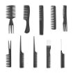 Picture of 10 Pcs Multipurpose Salon Hair Styling Kit  Salon Hair Styling com Hairdressing hairdresser Barber Combs Hair Combs Salon Styling Tools set of 10 com Combs Brush Set (Black) Hair Cutting com