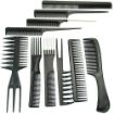 Picture of 10 Pcs Multipurpose Salon Hair Styling Kit  Salon Hair Styling com Hairdressing hairdresser Barber Combs Hair Combs Salon Styling Tools set of 10 com Combs Brush Set (Black) Hair Cutting com