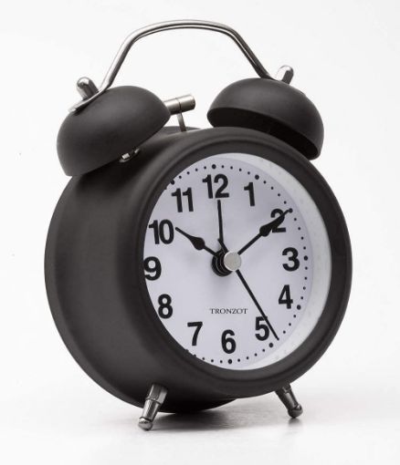 Picture of TWIN BELL ALARM CLOCK BLACK WHITE BLACK CLOCK WHITE CLOCK  Alarm Clock for Heavy Sleepers Twin Bell Vintage Alarm Clock with Backlight