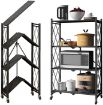 Picture of Heavy Duty Metal Wire 4 Layer Multifunctional Foldable Floor Standing Storage Rack  4 Layer Metal Adjustable and Foldable Storage Shelf for Living Room