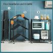 Picture of 3-Shelf Foldable Storage Shelves with Wheels Metal Kitchen Rolling Microwave Table on Wheels  3 Layer Kitchen Folding Utility Microwave Oven Stand