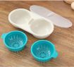 Picture of Microwave Egg Poacher Double Cup Dual Cave Egg Cooker Egg Poaching Cups Silicone Microwave Steamer Kitchen Gadget