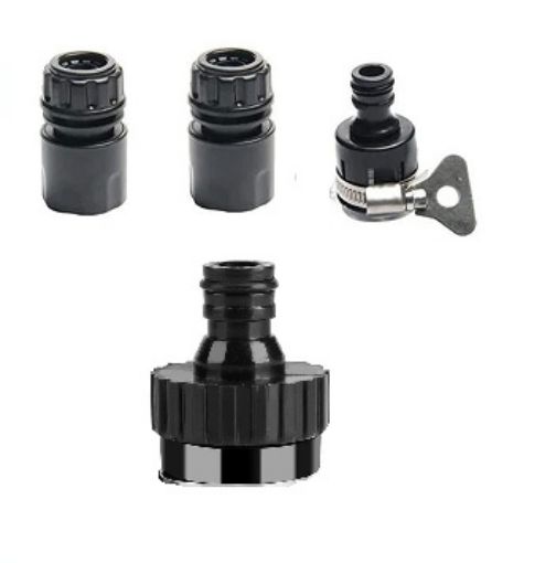 Picture of eavy Duty Plastic Outdoor Tap Adapter Garden Hose Pipe Spray Gun Starter Set