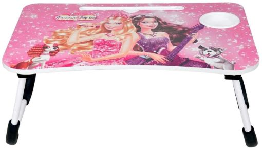 Picture of barbie  Multi Purpose Foldable Laptop Kitty Cartoon Printed Kids Study Table   laptop table printed cartoon princess
