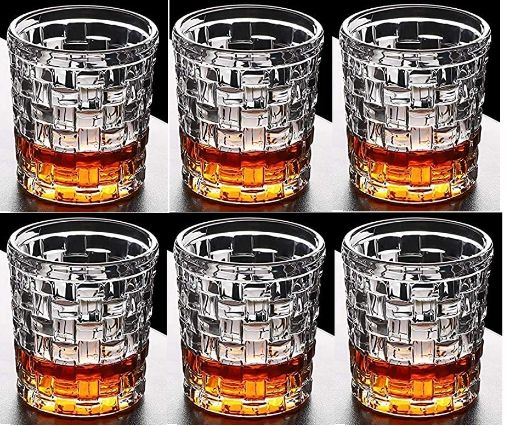 Picture of Checks Round Glass Whisky 6 pis set 300 ml  round glass drinking glass vodka glass short glass wine glass beer glass diamond glass diamond cut whiskey glass