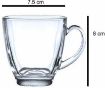 Picture of Squre Tea Cup 6 pis set 205 ml   Table Ware Series Tea Cup Round Handle and Square Base for Office cup Square Shape Glass Tea Cup Convenient Solid Handle Cups Coffee Cups