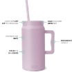 Picture of Mug with Handle and Straw (Lavender color) Thermos Mug Cup with Straw  Insulated Cup Stainless Steel Mug Insulated Cup with Straw  Mug with Handle  Mug