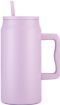 Picture of Mug with Handle and Straw (Lavender color) Thermos Mug Cup with Straw  Insulated Cup Stainless Steel Mug Insulated Cup with Straw  Mug with Handle  Mug