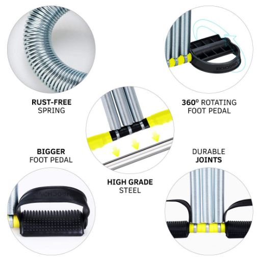 Picture of 3 Spring Tummy Trimmer  Exerciser for Men and Women Fitness Equipment for Home Trimmer Ab Exerciser Spring Tummy Workout Equipment Leg Exerciser Solid Chrome Stainless Steel All Body Types Exerciser