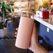 Picture of Glass Tumbler with Wooden Straw and Lid, Travel Mug for Adults, Creative Multipurpose Coffee Mug, Cup for Milk, Juice, Coffee, Smoothies Travel Sipper Bottle
