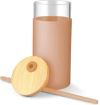 Picture of Glass Tumbler with Wooden Straw and Lid, Travel Mug for Adults, Creative Multipurpose Coffee Mug, Cup for Milk, Juice, Coffee, Smoothies Travel Sipper Bottle
