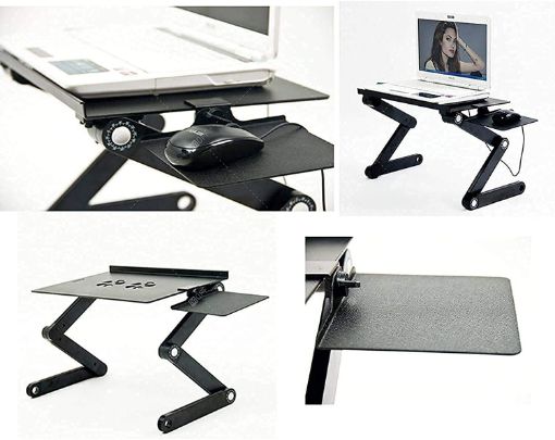 Picture of Laptop Stand T8 Adjustable Laptop Table   Portable Lap Desk Foldable Laptop Workstation Notebook Riser   Adjustable 360 Degree Aluminium Ergonomics Design Computer Workstation Lapdesk Stand