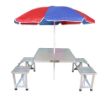 Picture of Portable Folding Picnic Table  with Umbrella Picnic Table and Chairs Set Aluminium Portable Folding Picnic Table