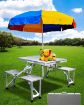 Picture of Portable Folding Picnic Table  with Umbrella Picnic Table and Chairs Set Aluminium Portable Folding Picnic Table