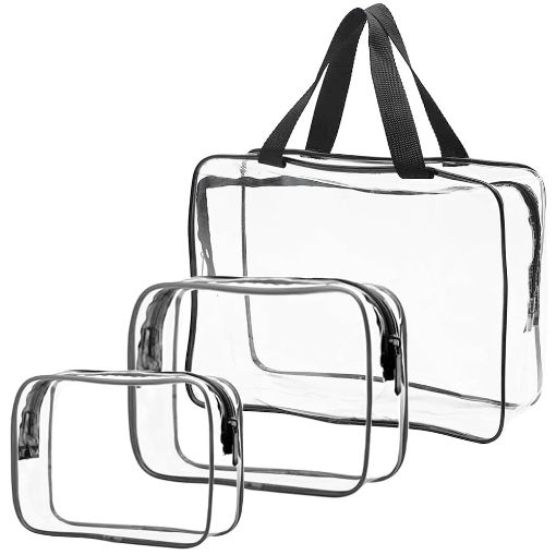 Picture of Wash bag Transparent 3 pcs Wash Bag Travel Toiletry BagMakeup Pouch Bag Travel Transparent Toiletry Waterproof Zipper Wash Bag Household Grooming Kit Portable Organizer Case Carry Pouch