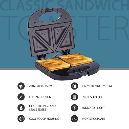 Picture of Sandwich Maker Toaster Non-Stick Plate and Easy Locking System Stainless Steel Sandwich Maker
