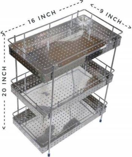 Picture of SS 3 Layer trolley stainless steel fruit trolley 3 layer kitchen trolley stainless steel kitchen trolley 3 layer kitchen rack Vegetable Onion Trolley Steel 3 Layer Kitchen Trolley Rack Vegetable Basket Vegetable Stand Rack