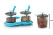 Picture of 3 pcs Dining Set Grecy Pickle Masala Storage Jar with Lids and Tray Holder Virgin Plastic BPA-Free for Dining Table 3 Pcs Set (Set of 1)