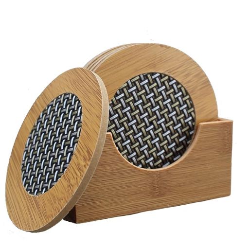 Picture of 6 PCS BAMBOO COASTER Wooden Coasters with Proper Coaster
