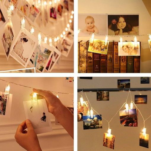 Picture of Photo Clip LED String Lights for Photo Hanging, Birthday, Festival, Wedding, Party for Home, Patio, Lawn, Restaurants Home Decoration  LED Photo
