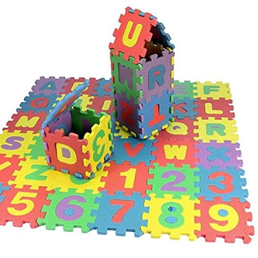 Picture of Puzzle Foam Mat for Children Educational Puzzle Interlocking Foam Play Mat Toy (Multicolored) Learning Toy Interlocking Learning Educational Alphabet and Numbers Floor Mat for Baby Kids Playing 36 Pieces