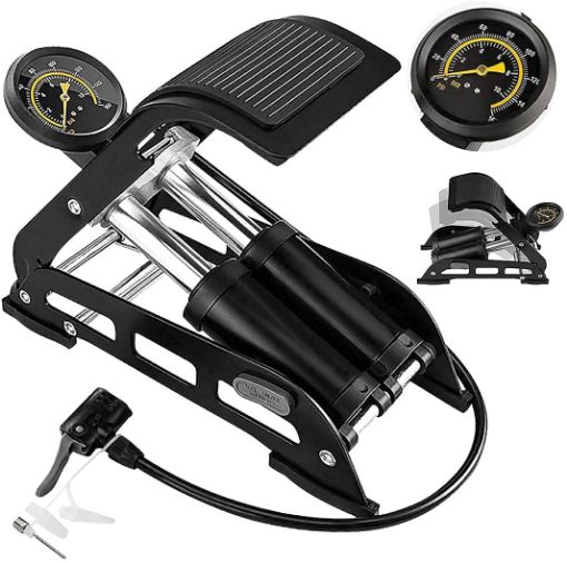 Picture of Dual Silinder Foot Pump Oil floor foot pump bike car foot pump High Precision Pressure Gauge Pedal Inflator Cylinder Foot Pump Inflatable Products Inflatable Products cycle foot pump Portable Mini Bike Pump Travelling Foot Activated Bicycle