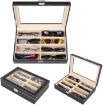 Picture of 8 Slot Eyeglass Sunglass Storage Box 8 SLOT GOGGLE BOX Leather Glasses Display Case Storage Organizer Collector Box