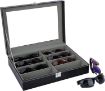 Picture of 8 Slot Eyeglass Sunglass Storage Box 8 SLOT GOGGLE BOX Leather Glasses Display Case Storage Organizer Collector Box
