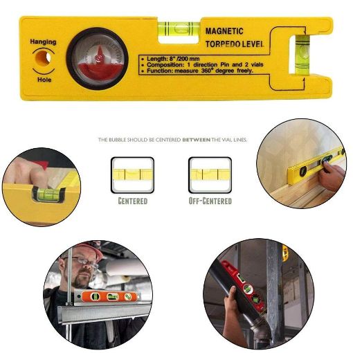 Picture of Magnetic Torpedo Level  Metal Magnetic Torpedo Level Set 8 Inch Spirit Level Magnetic Torpedo Level