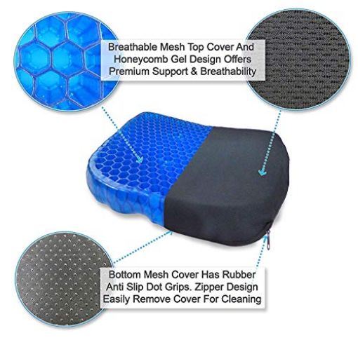 Picture of Support Cushion Seat Pillow  Gel Seat Cushion Pad for Car  Office Chair  Wheelchair  or Home   Relief Comfort Car Seat Cushion for Multiuse