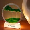Picture of Moving Sand Art 3D Glass Deep Sea Round Blue Ocean Dynamic Sand Liquid Picture Frame Motion Display Relaxing Decorative Sandscape Lamp Desktop Painting Night Light
