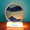 Picture of Moving Sand Art 3D Glass Deep Sea Round Blue Ocean Dynamic Sand Liquid Picture Frame Motion Display Relaxing Decorative Sandscape Lamp Desktop Painting Night Light