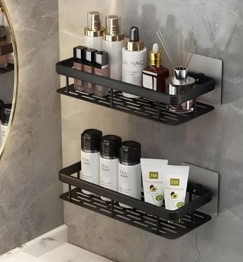 Picture of Aluminum Shower Caddy Shelf Wall Mounted Adhesive Shower Caddy Shelf  Bathroom Rack