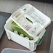 Picture of Plastic Portable Emergency Medical Kit Medicine Organizer Storage Container First Aid Box with Locking Lid & Carry Handle for Home Camping Travel Family Medicine Box