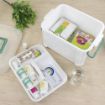 Picture of Plastic Portable Emergency Medical Kit Medicine Organizer Storage Container First Aid Box with Locking Lid & Carry Handle for Home Camping Travel Family Medicine Box