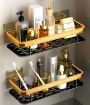 Picture of Aluminum Shower Caddy Shelf (Golden) Wall Mounted Adhesive Shower Caddy Shelf  Bathroom Rack