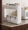 Picture of 2 Layer Slim Rack  plastic trolly plastic rack White Storage Organizer Slim Rack Saving Storage Organizer Rack Organizer Rack Shelf with Wheels for Easy Movement