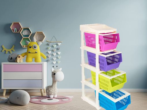 Picture of 4 LAYER JALI DRAWER Plastic Modular Drawer System for Home Modular Drawer Storage Organiser Fruit Basket Drawer Organiser Layer 4