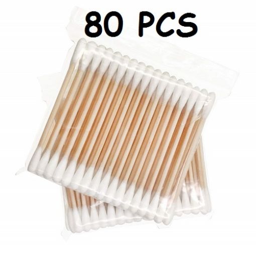 Picture of Wooden Ear Wax Cleaning Buds  Multipurpose Cotton Swabs Wooden Stick Double Head Tips Natural Pure Cotton Ear Buds Swabs Ear Cleaning Picks