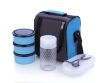 Picture of Stainless Steel 3 Container, 1 Plastic Casseroles and Plastic Bottle Lunch Box Tiffin Set with Bag