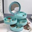 Picture of 4-Layer 360 Degree Rotating ROUND Jewellery Organizer Box with Mirror partation  Jewellery Organisers Storage Box  Makeup Pouch BOX