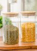 Picture of bamboo lid jar1200 ML Airtight clear glass storage canister with wood lid food storage container jar with sealing bamboo lid