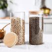 Picture of bamboo lid jar1200 ML Airtight clear glass storage canister with wood lid food storage container jar with sealing bamboo lid