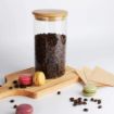 Picture of bamboo lid jar1200 ML Airtight clear glass storage canister with wood lid food storage container jar with sealing bamboo lid