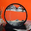 Picture of BLACK Mobile Hourglass Art 3D Natural Landscape Sand Painting Moving Sand Art Picture Decor Round Glass Frame Display Flowing Sand Relaxing