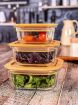 Picture of Square Glass Food Storage Containers with Wooden Lid Food Storage Glass Lunch Box with Air Tight Wooden Lid