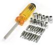 Picture of 28 Pcs Screwdrives  Bit Set with Solid Plastic Slotted Case 28 in 1 Bit SetScrewdriver Set Combination ScrewdriverSet Ratchet Screwdriver Set Ratchet
