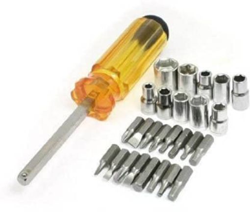 Picture of 28 Pcs Screwdrives  Bit Set with Solid Plastic Slotted Case 28 in 1 Bit SetScrewdriver Set Combination ScrewdriverSet Ratchet Screwdriver Set Ratchet