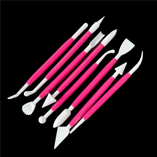 Picture of 8 Pis Cake Decoration Set cake decoration set Plastic 8 Pcs with 16 Different Shapes Modeling Set Cake Decoration Baking Tool Plunger Cutter Sugarcraft Heart Shape Decorating Mold