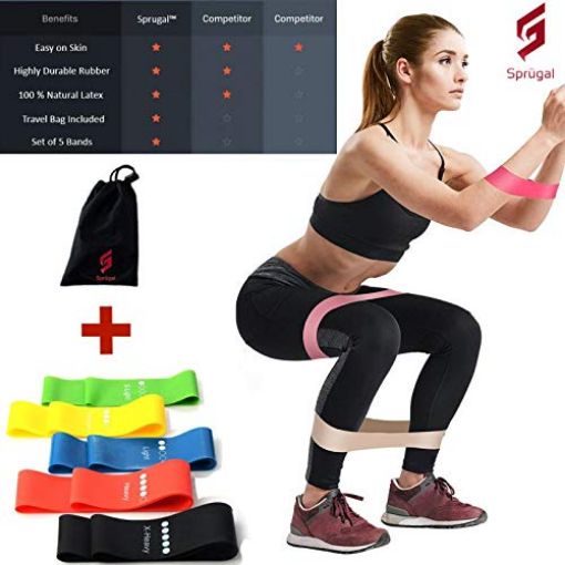 Picture of 5 Pis Exercise Band Exercise Bands Set for SquatsHeavy Workouts Physical Therapy Stretching, Home